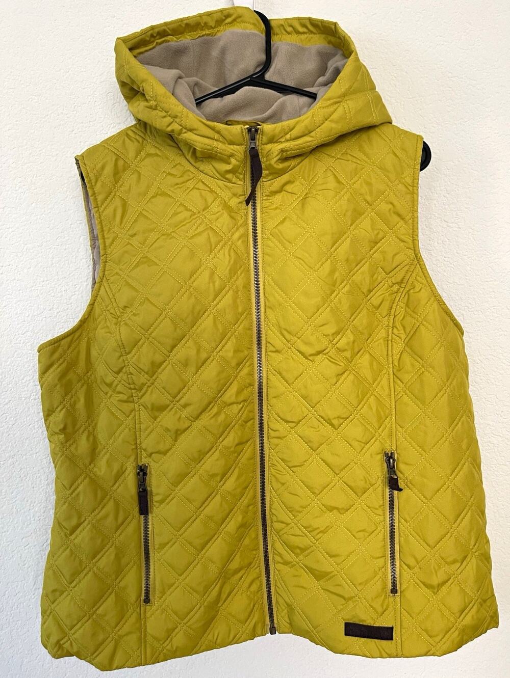 G.H. Bass & Co. Bass Yellow Hooded Full-Zip Vest w/ Zipped Pockets Womens XL